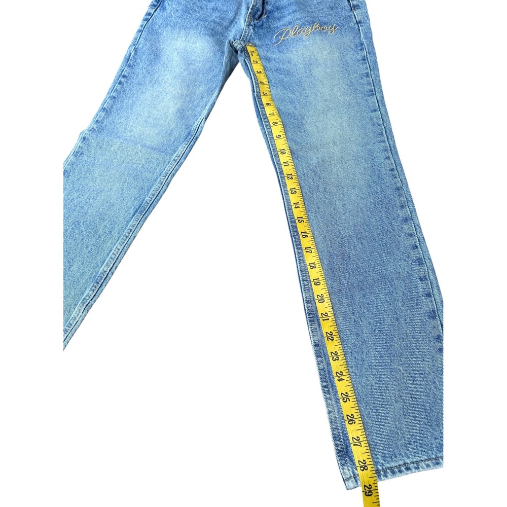 Playboy by PacSun Mens Slim Taper Rigid Jeans Medium Wash Blue 28x30 Embroidered - Picture 11 of 11